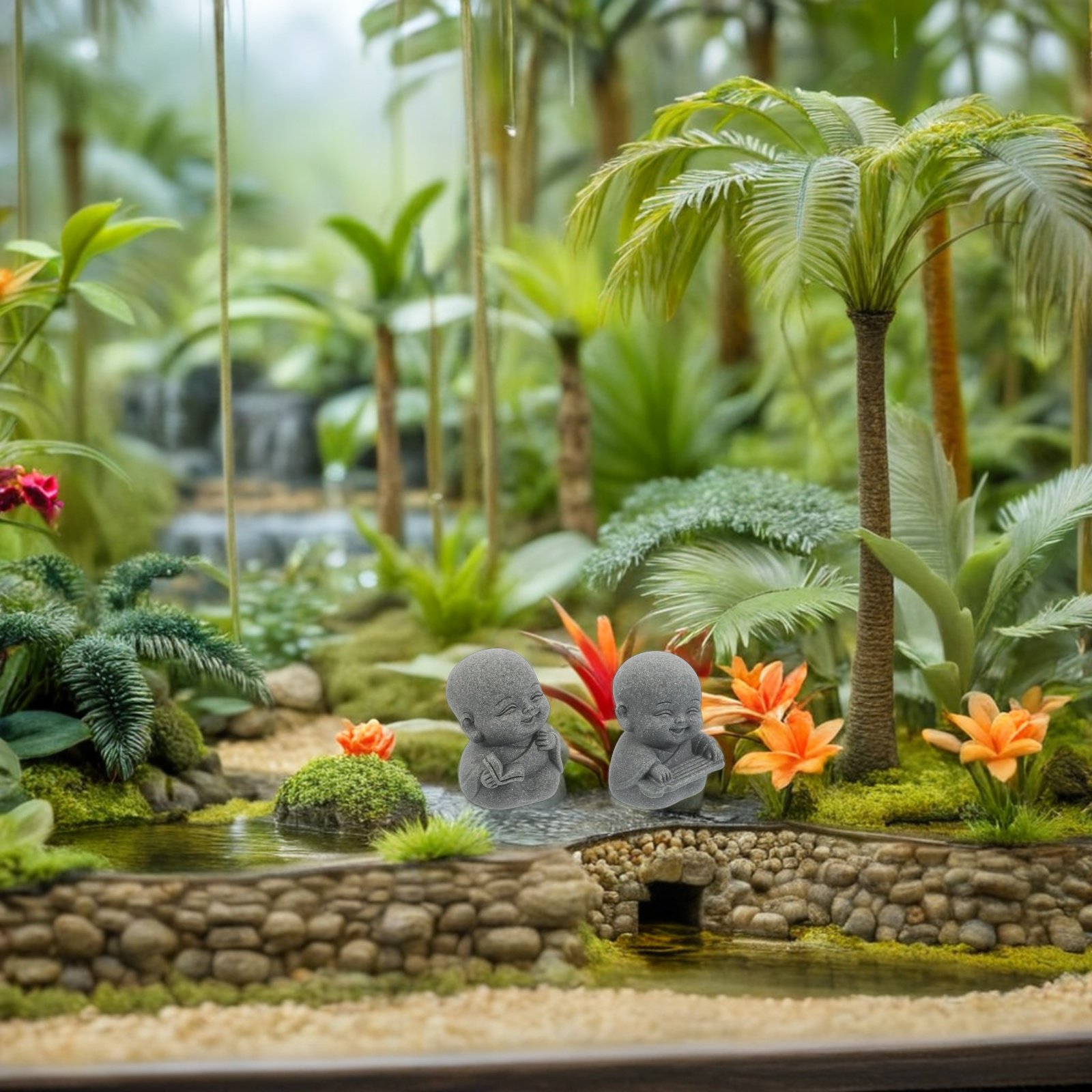 4Pcs Sandstone Zen Monk Statue - Aquarium Fish Japanese review and price